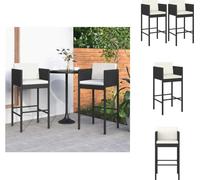 vidaXL Tabouret de bar 2 pcs. avec coussin noir Poly rotin - Chaises de jardin