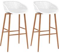 vidaXL Tabouret de bar 2 pcs. Blanc - Chaise de Bar - Chaise de Bar avec Dossier Bas - Chaise de Bar avec Dossier Bas