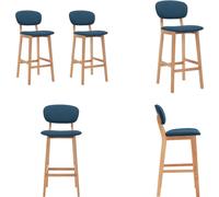 vidaXL Tabouret de bar 2 pcs. Bleu Tissu - Chaise de bar - Chaise de comptoir - Chaise de comptoir