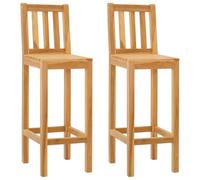 vidaXL Tabourets de bar lot de 2 – Teck massif naturel résistants aux intempéries