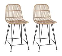 vidaXL Tabouret de Bar 2 pcs Naturel 44 x 54 x 96 cm Rattan et Acier, Tabouret de Bar Moderne, Assise Confortable, Fauteuil aéré, Design Contemporain, Style Minimaliste, siège élégant