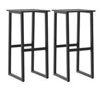 vidaXL Tabouret de bar 2 pcs. noir 38x38x80 cm Acier revêtu par poudre