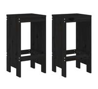 vidaXL Tabouret de bar 2 pcs. noir 40x36x75 cm pin massif