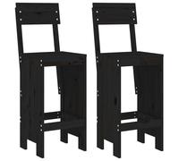 vidaXL Tabouret de bar 2 pcs. noir 40x48,5x115,5cm pin massif