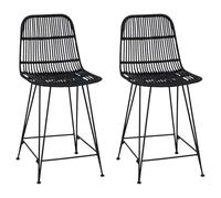 vidaXL Tabouret de Bar 2 pcs Noir 44 x 54 x 96 cm Rattan et Acier, Tabouret de Bar Moderne, Assise Confortable, Fauteuil aéré, Design Contemporain, Style Minimaliste, siège élégant