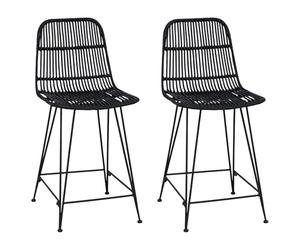 vidaXL Tabouret de Bar 2 pcs Noir 44 x 54 x 96 cm Rattan et Acier, Tabouret de Bar Moderne, Assise Confortable, Fauteuil aéré, Design Contemporain, Style Minimaliste, siège élégant
