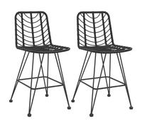 vidaXL Tabouret de bar 2 pcs. noir 45x56x103,5 cm rotin PE et acier