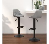 vidaXL Tabouret de bar 2 pcs velours gris clair - tabouret de bar - tabouret de comptoir - tabouret de bar