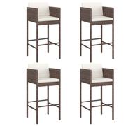 vidaXL Tabouret de bar 4 pcs. avec coussins Marron Poly rotin