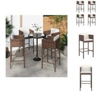 vidaXL Tabouret de bar 4 pcs. avec coussins Marron Poly rotin - Chaises de jardin