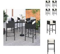 vidaXL Tabouret de bar 4 pcs. avec coussins noir Poly rotin - Chaises de jardin