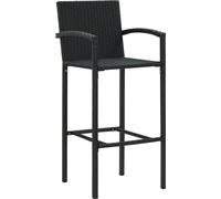 vidaXL Tabouret de bar 4 pcs. noir poly rotin