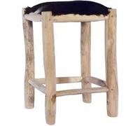 Tabouret de bar Cuir de chèvre véritable et bois de teck massif 288810