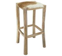 VidaXL Tabouret de bar - Cuir véritable / Teck