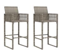 vidaXL Tabourets de bar de jardin Gris poly rotin – Lot de 2