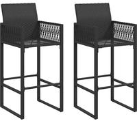 vidaXL Tabouret de bar de jardin Lot de 2 Poly rotin Noir