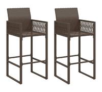 vidaXL Tabouret de bar de jardin 2 pcs poly rotin marron