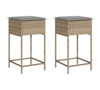 vidaXL Tabouret de bar de jardin avec coussin 2 pcs. Beige Poly Rattan