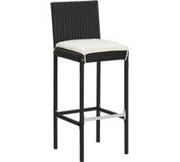 vidaXL Tabourets de bar de jardin – 2 pcs avec coussins – Noir – Poly rotin