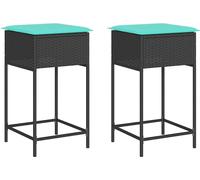 vidaXL Tabouret de bar de jardin avec coussin 2 pcs. noir Poly rotin