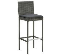 vidaXL Tabouret de bar de jardin avec coussins 4 pcs. Gris Poly rotin