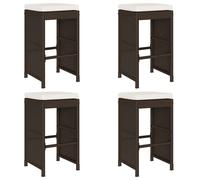 vidaXL Tabourets de bar de jardin avec coussins - Lot de 4 marron en résine tressée
