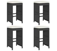 vidaXL Tabouret de bar de jardin avec coussins 4 pcs. noir Poly rotin