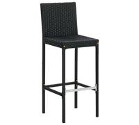 vidaXL Tabouret de bar de jardin en poly rotin avec coussins – lot de 4, noir