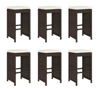 vidaXL Tabouret de bar de jardin avec coussins 6 pcs. Marron Poly rotin
