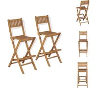 vidaXL Tabouret de bar de jardin pliable 2 pcs. Teck massif - Chaises de jardin