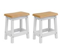 vidaXL Tabouret de Bar EKAI 2 pcs Blanc 40 x 29 x 45,5 cm, Salle à Manger, Table rectangulaire, Tabouret Bar Industriel, siège Haut Moderne, Bois Rustique, déco contemporaine