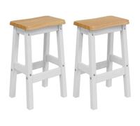 vidaXL Tabouret de Bar Haut EKAI 2 pcs Blanc 40 x 29 x 63 cm, Tabouret de Bar Tendance, Design Industriel, Bois de pin rectangulaire, Chaise Urbaine pour Salon et Repas