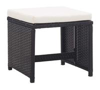 vidaXL Tabouret de jardin 2 pcs. avec coussin d'assise Poly rotin noir