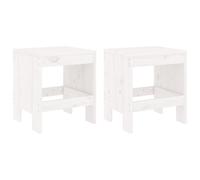 vidaXL Tabouret de jardin 2 pièces – bois massif de pin, blanc, 40×36×45 cm