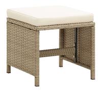 vidaXL Tabouret de jardin 2 pièces avec coussin d'assise Poly rotin Beige