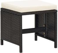 vidaXL Tabouret de jardin 4 pièces avec coussin d'assise Poly rotin noir