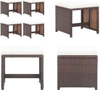 vidaXL Tabouret de jardin 4 pièces avec coussins Poly rotin brun - Tabouret - Repose-pieds - Repose-pieds