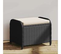vidaXL Tabouret de jardin 58 x 46 cm - Résine tressée - Noir