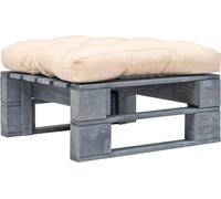 vidaXL Tabouret de jardin à palettes avec coussin couleur sable Bois gris