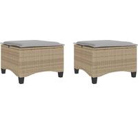 vidaXL Tabouret de jardin avec coussin 2 pcs. Beige 55x55x36 cm Poly rotin