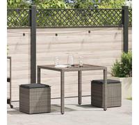 vidaXL Tabouret de jardin avec coussin Lot de 2 Gris 40x40x43 cm Poly rotin