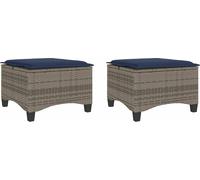 vidaXL Tabouret de jardin avec coussin 2 pcs. Gris 55x55x36 cm Poly rotin