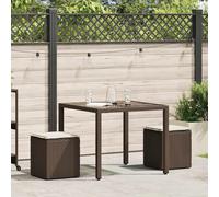 vidaXL Tabouret de jardin avec coussin 2 pcs. Marron 40x40x43 cm Poly rotin