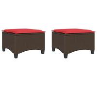 vidaXL Tabouret de jardin avec coussin 2 pcs. Marron 55x55x36 cm Poly rotin