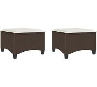 vidaXL Tabouret de jardin avec coussin 2 pcs. Marron 55x55x36 cm Poly rotin