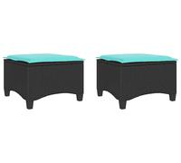 vidaXL Tabouret de jardin avec coussin 2 pcs. noir 55x55x36 cm Poly rotin