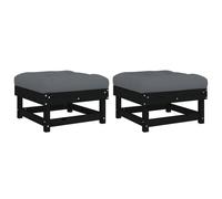 vidaXL Tabouret de jardin avec coussin 2 pcs. noir pin massif