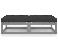 vidaXL Tabouret de jardin avec coussins 2 pcs. Pin massif