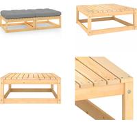 vidaXL Tabouret de jardin avec coussin 2 pcs. Pin massif - Tabouret - Repose-pieds - Repose-pieds