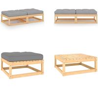 vidaXL Tabouret de jardin avec coussin 2 pcs. Pin massif - Tabouret - Repose-pieds - Repose-pieds